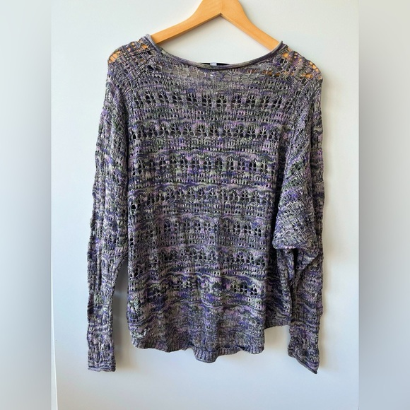 Kensie - 100% Cotton Purple and Green Knit Sweater - Picture 2 of 3